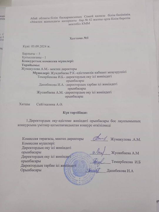 Директордың оқу-әдістеме жөніндегі орынбасары конкурс қорытындысы