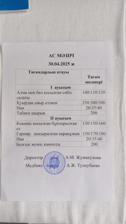 Ас мәзірі